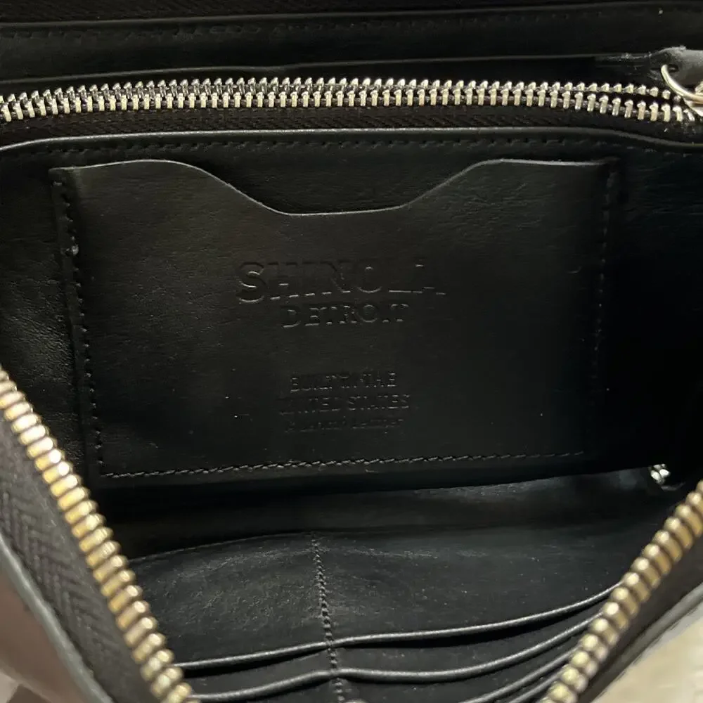 Shinola Detroit Leather Continental Zip Around Women’s Wallet Black Made In USA